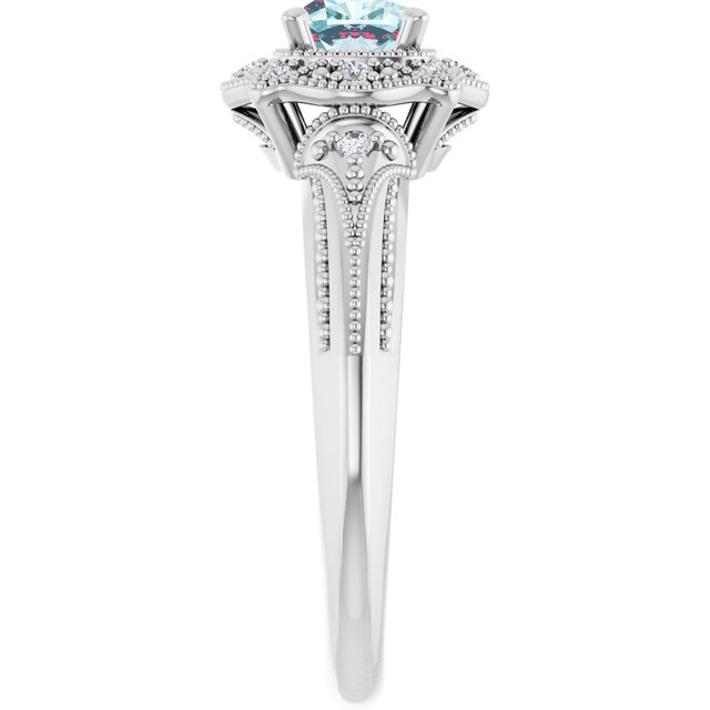 14K White Natural Sky Blue Topaz & .08 CTW Natural Diamond Ring