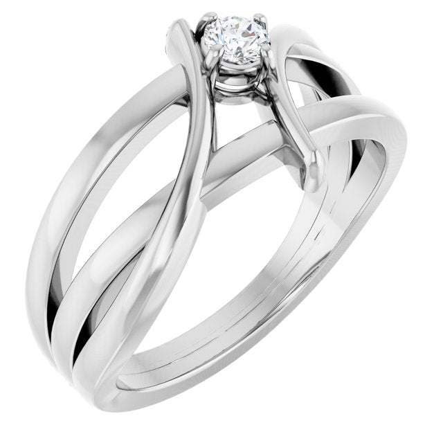 14K White 1/8 CT Natural Diamond Ring