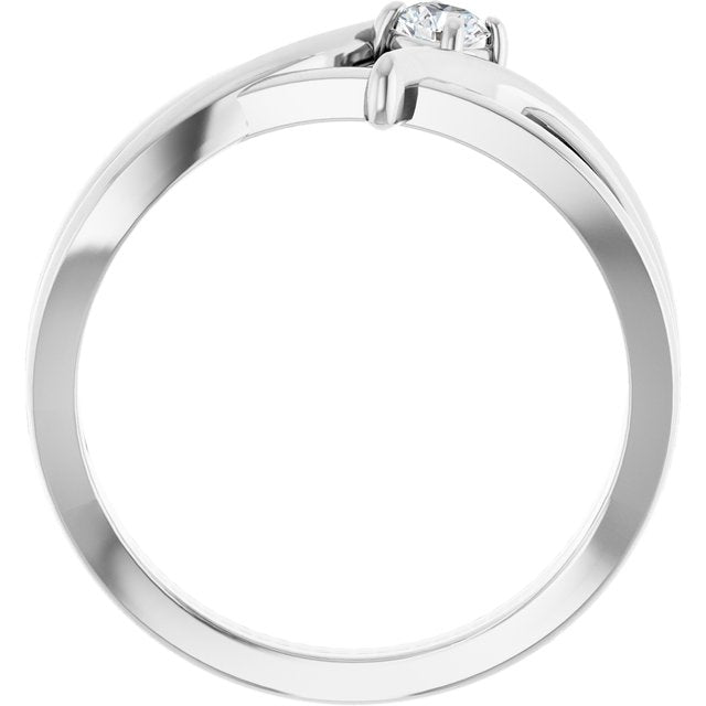 14K White 1/8 CT Natural Diamond Ring