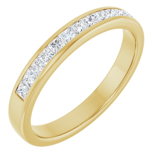 14K Yellow Gold 1 CTW Square-Cut Natural Diamond Band