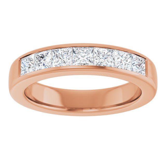 14K Yellow Gold 1 CTW Square-Cut Natural Diamond Band