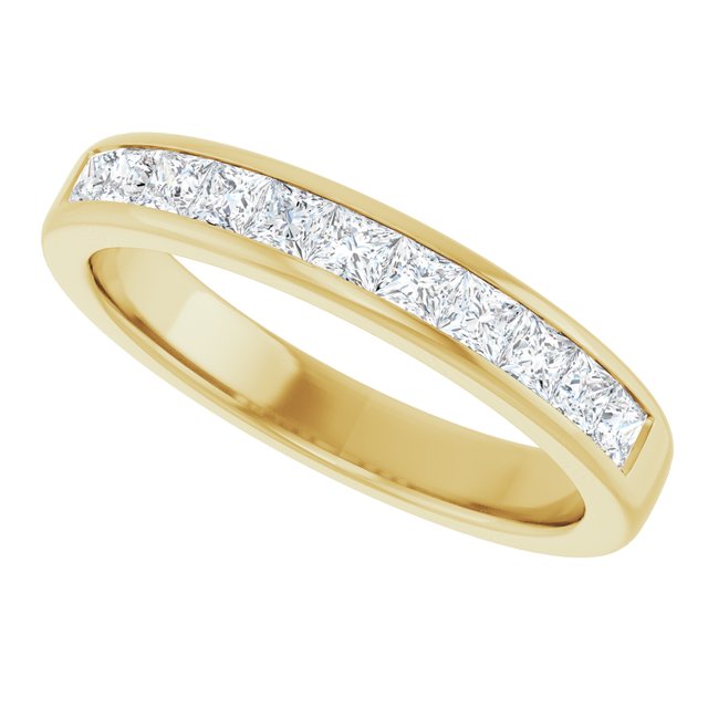 14K Yellow Gold 1 CTW Square-Cut Natural Diamond Band