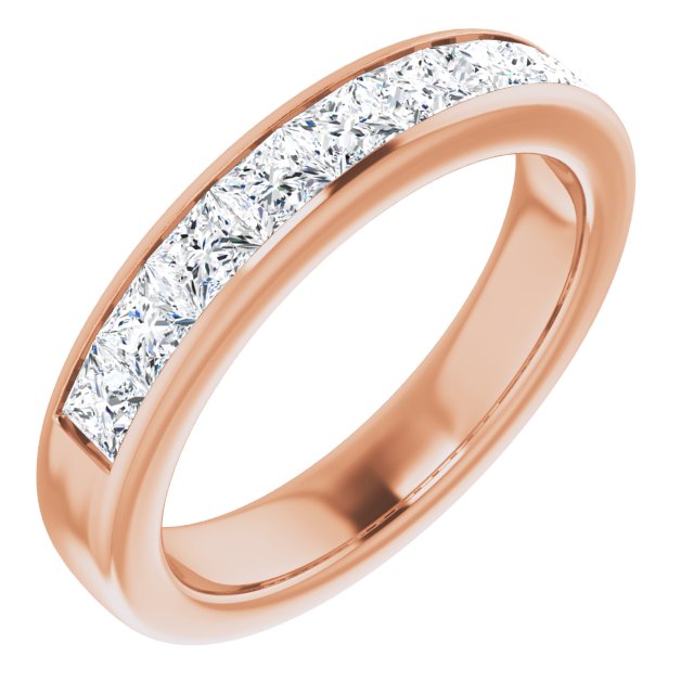 14K Yellow Gold 1 CTW Square-Cut Natural Diamond Band