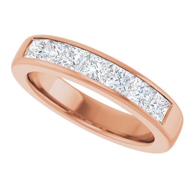 14K Yellow Gold 1 CTW Square-Cut Natural Diamond Band