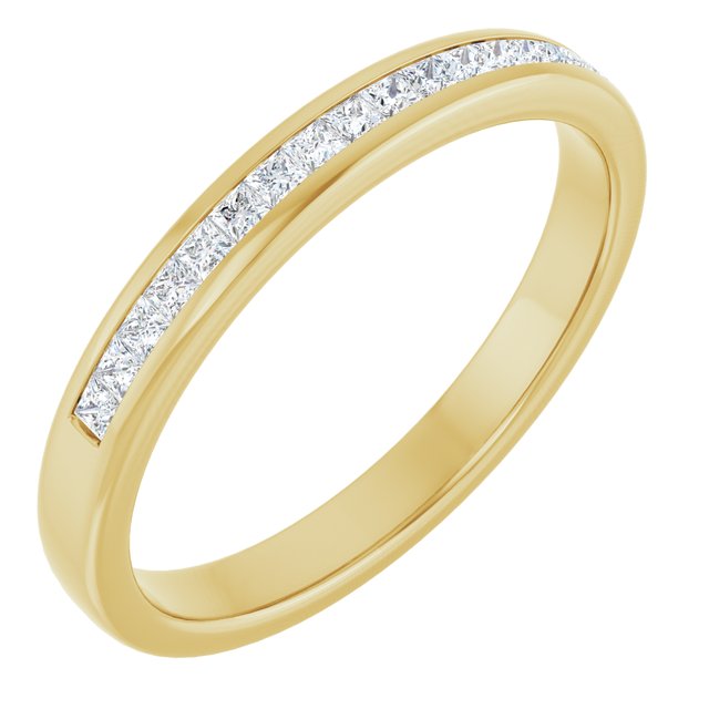 14K Yellow Gold 1 CTW Square-Cut Natural Diamond Band