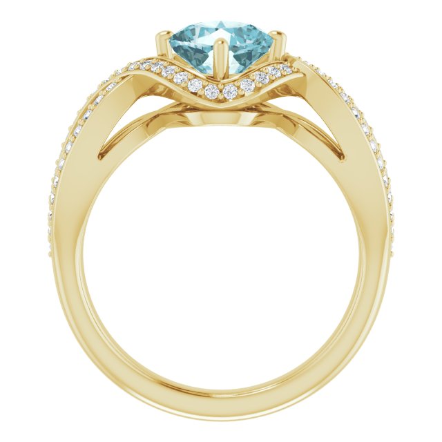 14K White Natural Sky Blue Topaz & 1/3 CTW Natural Diamond Ring