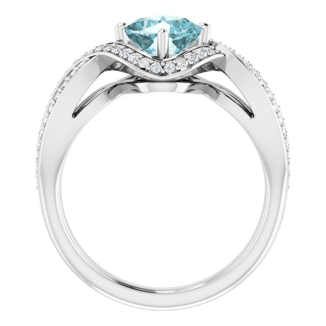 14K White Natural Sky Blue Topaz & 1/3 CTW Natural Diamond Ring