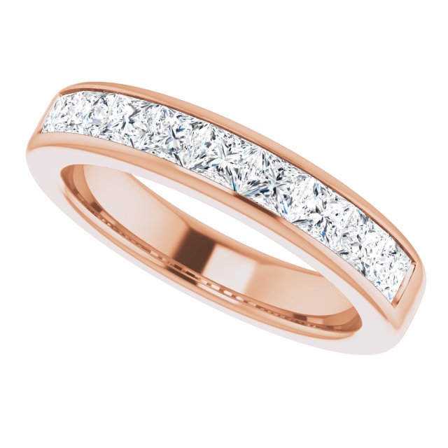 14K Yellow Gold 1 CTW Square-Cut Natural Diamond Band