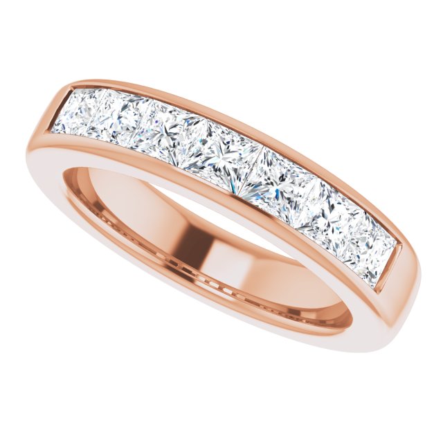 14K Yellow Gold 1 CTW Square-Cut Natural Diamond Band