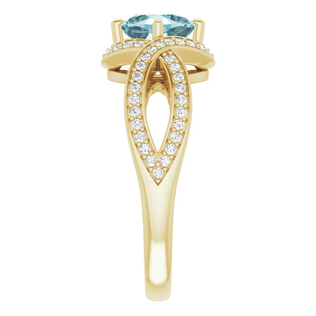 14K White Natural Sky Blue Topaz & 1/3 CTW Natural Diamond Ring