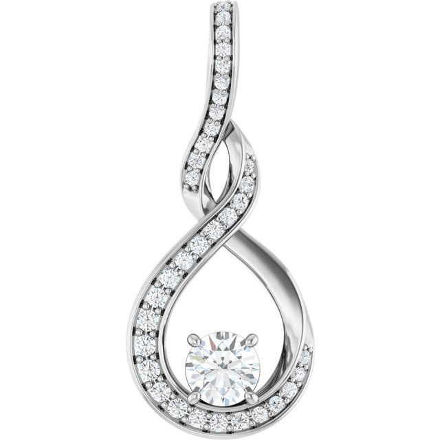 14K Gold Natural Diamond Freeform Pendant