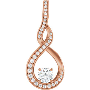 14K Gold Natural Diamond Freeform Pendant