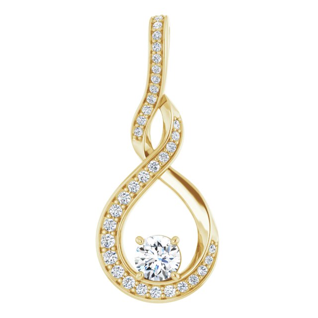14K Gold Natural Diamond Freeform Pendant