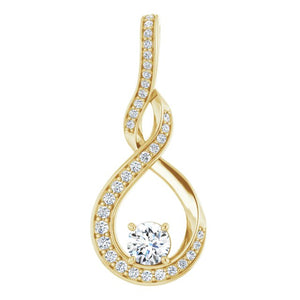 14K Gold Natural Diamond Freeform Pendant