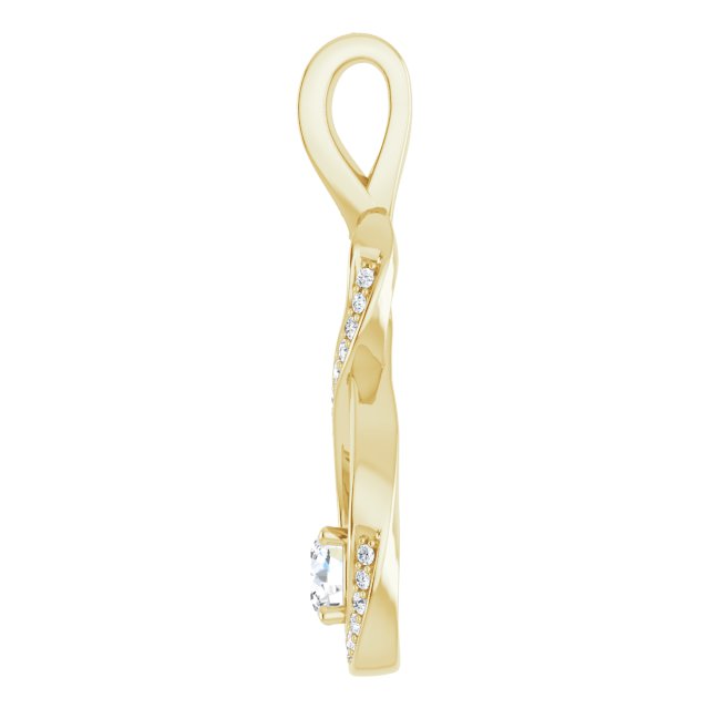 14K Gold Natural Diamond Freeform Pendant