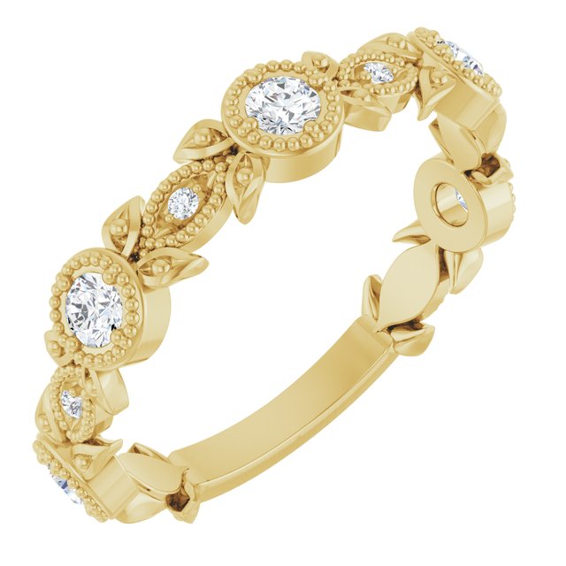14K Gold Aquamarine And Diamond Leaf Pattern Ring