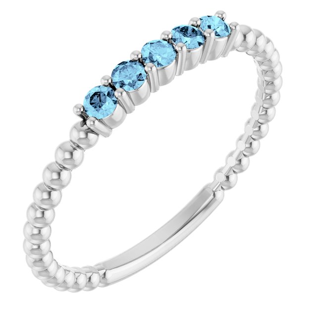 14K Gold Natural Aquamarine Stackable Ring