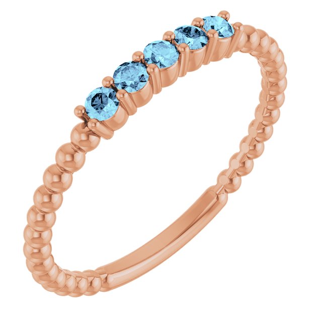 14K Gold Natural Aquamarine Stackable Ring