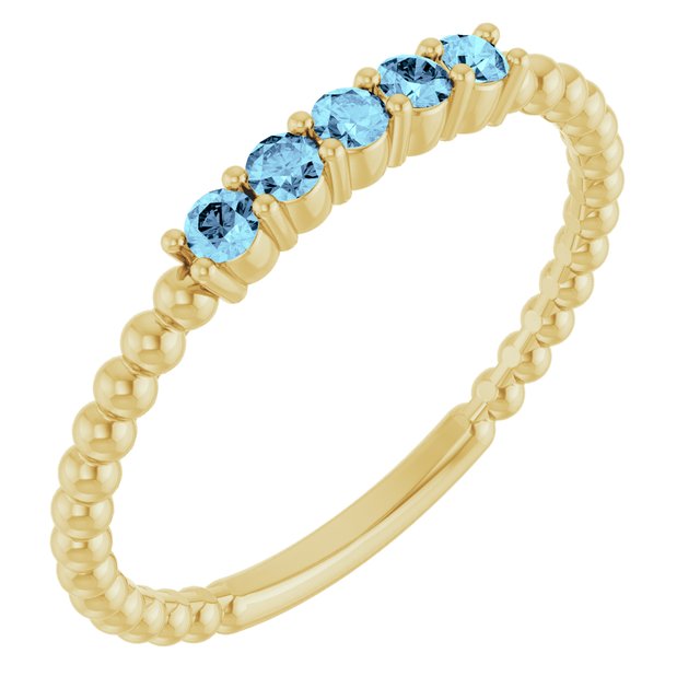 14K Gold Natural Aquamarine Stackable Ring