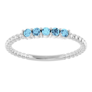 14K Gold, Silver & Platinum Natural Aquamarine Stackable Ring - Options Available