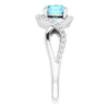 14K White Gold Natural Aquamarine & 1/5 CTW Diamond Ring