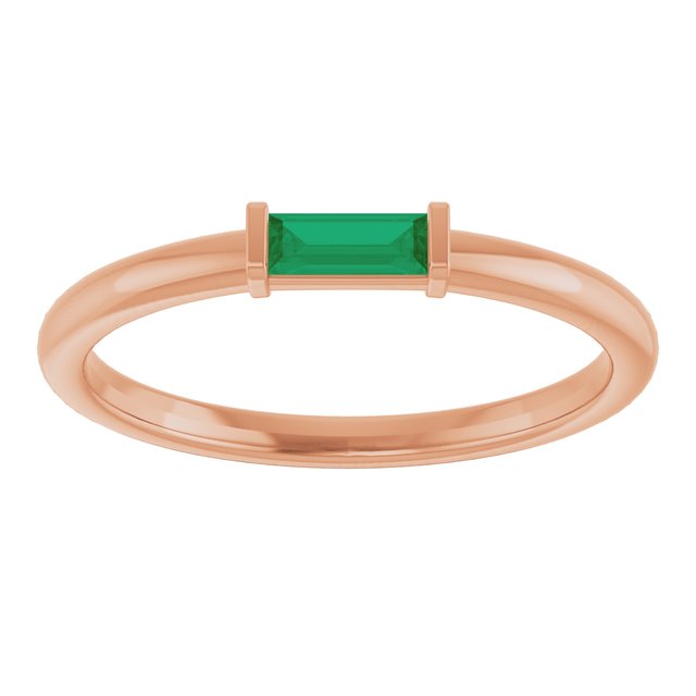 14K Gold Lab Grown Emerald Stackable Ring