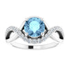 14K White Natural Aquamarine & 1/5 CTW Natural Diamond Ring