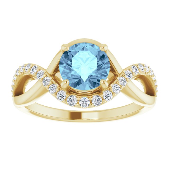 14K White Natural Aquamarine & 1/5 CTW Natural Diamond Ring