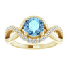 14K White Natural Aquamarine & 1/5 CTW Natural Diamond Ring