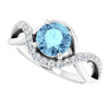 14K White Gold Natural Aquamarine & 1/5 CTW Diamond Ring