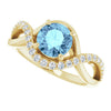 14K White Natural Aquamarine & 1/5 CTW Natural Diamond Ring