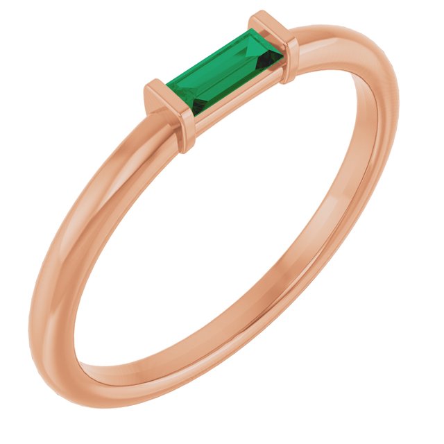 14K Gold Lab Grown Emerald Stackable Ring