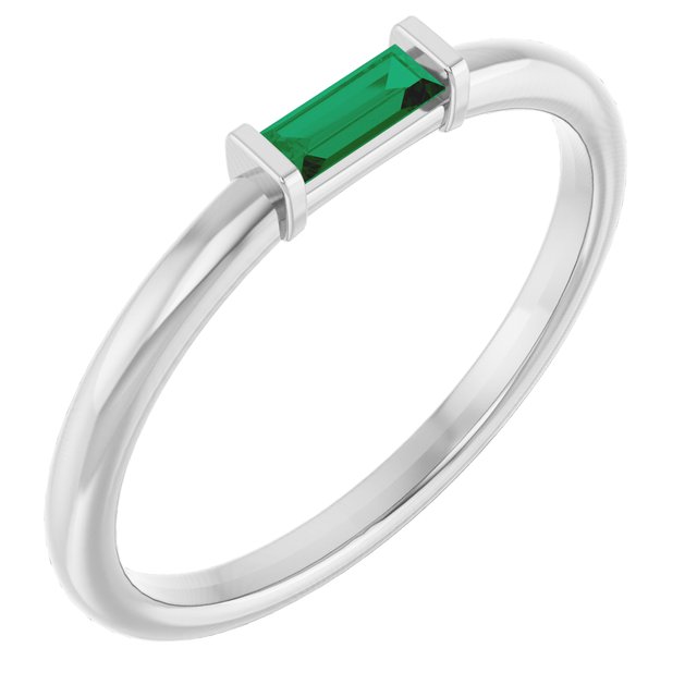 14K Gold Lab Grown Emerald Stackable Ring