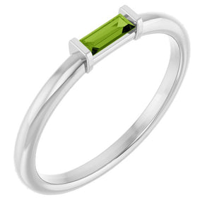 Natural Peridot & Gemstone Stackable Ring in 14K Gold, Silver & Platinum
