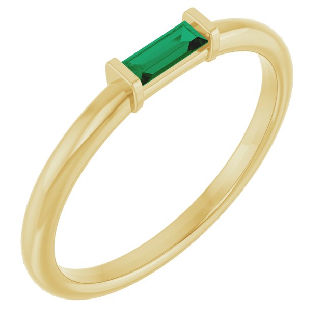 14K Gold Lab Grown Emerald Stackable Ring
