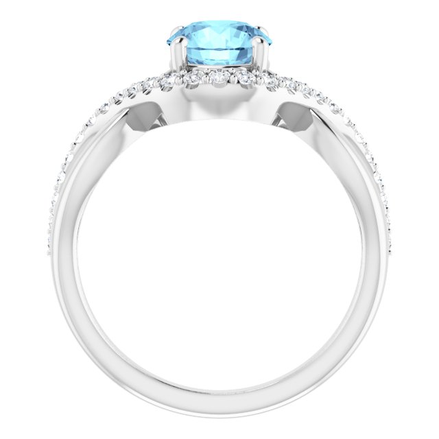 14K White Gold Natural Aquamarine & 1/5 CTW Diamond Ring