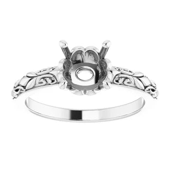 Sterling Silver 7.4 mm Round Gemstone Ring Mounting - Customizable Design