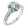 14K White Natural Sky Blue Topaz & .08 CTW Natural Diamond Ring