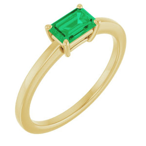 14K Gold Lab-Grown Emerald Ring