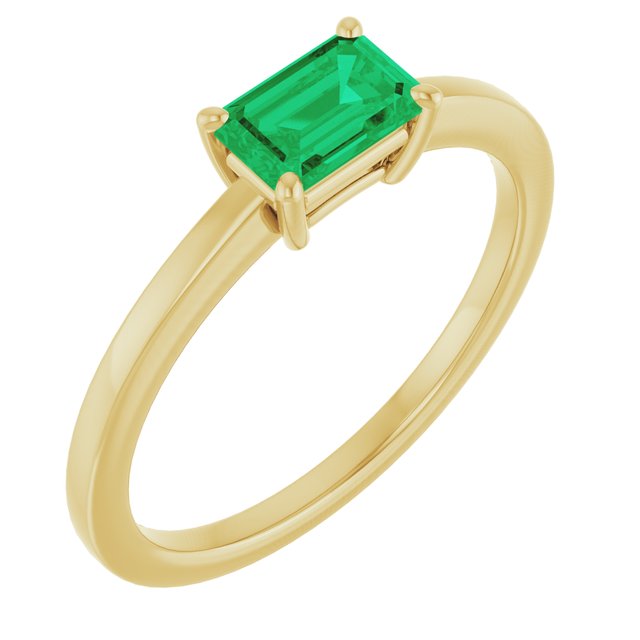 Lab-Grown Emerald Ring Crafted in 14K Gold & Platinum