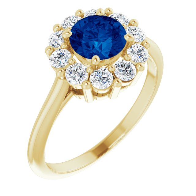 14K Gold Natural Blue Sapphire and Diamond Ring - Options Available