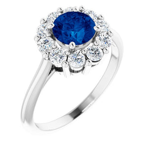 14K Gold & Platinum Natural Blue Sapphire and Diamond Ring - Options Available