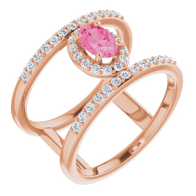 Elegant 14K Rose Gold Pink Morganite and Diamond Accent Ring