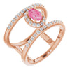 14K Rose Natural Pink Morganite & 1/3 CTW Natural Diamond Ring