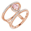 Elegant 14K Rose Gold Pink Morganite and Diamond Accent Ring