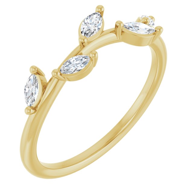 14K Gold, Platinum, Sterling Silver Natural Diamond Leaf Ring - Options Available