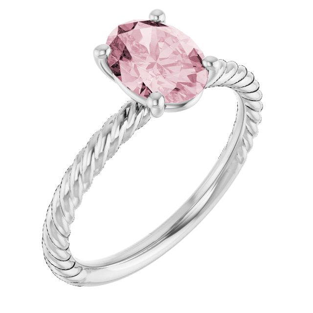 Natural Pink Morganite Oval Ring Crafted in 14K Gold Variants