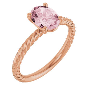 Natural Pink Morganite Oval Ring Crafted in 14K Gold Variants
