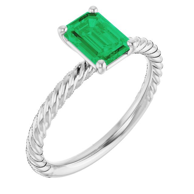 Lab-Grown Emerald Ring Crafted in 14K Gold
