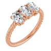 14K Yellow Gold 3 CTW Oval Lab-Grown Diamond Three-Stone Ring